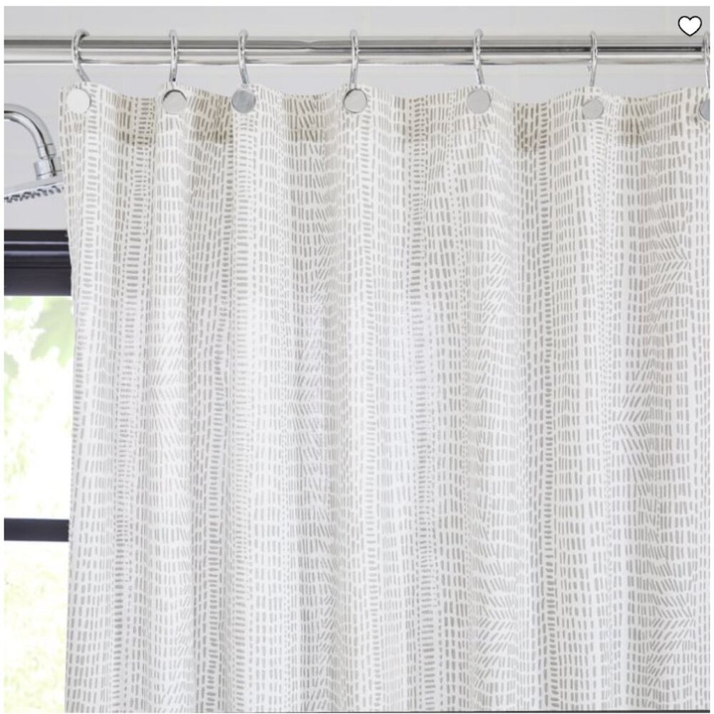 West Elm 100% Cotton Stone Gray Bomu Shower Curtain